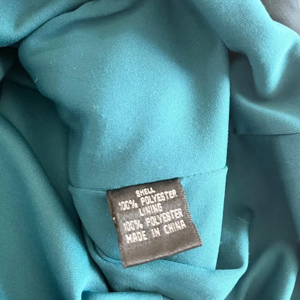 Adrianna Papell Boutique Teal Blue Black Ombré Shirred Cocktail Dress Size 10 - Image 7