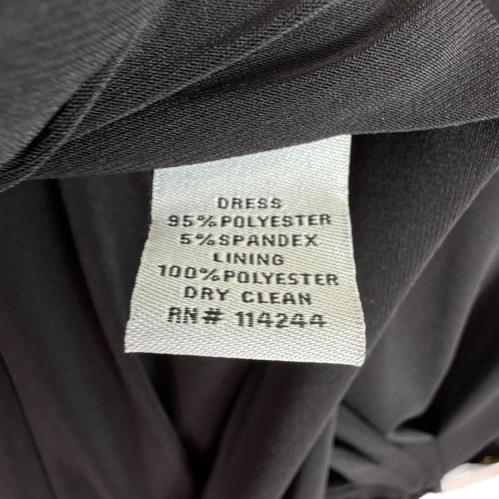 Eliza J Black 3/4 Sleeve Round Neck Ruched Faux Wrap Knee Length Dress Size 8 - Image 7