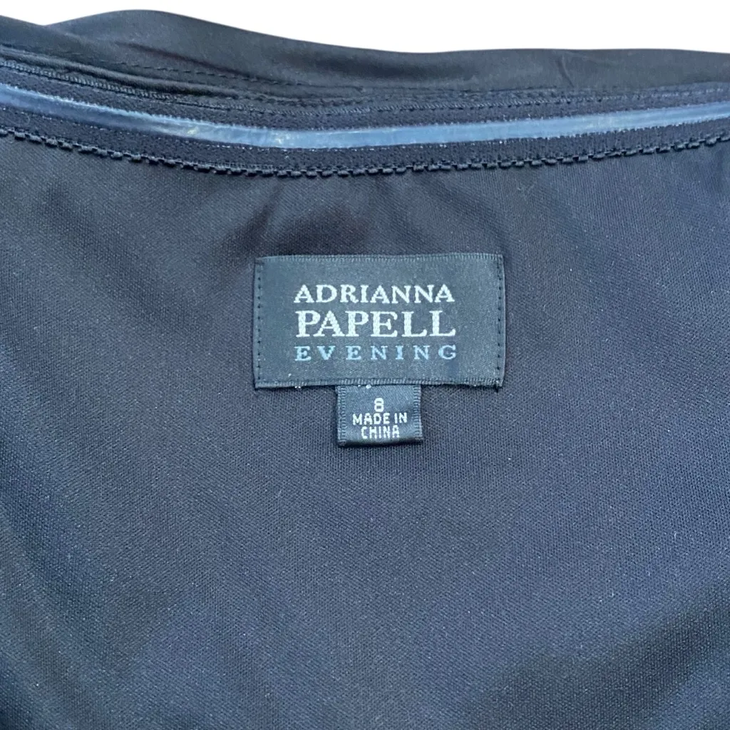 VTG Adrianna Papell Evening Black Ruched Strapless Dress with Ruffle Hem Size 8 - Image 9