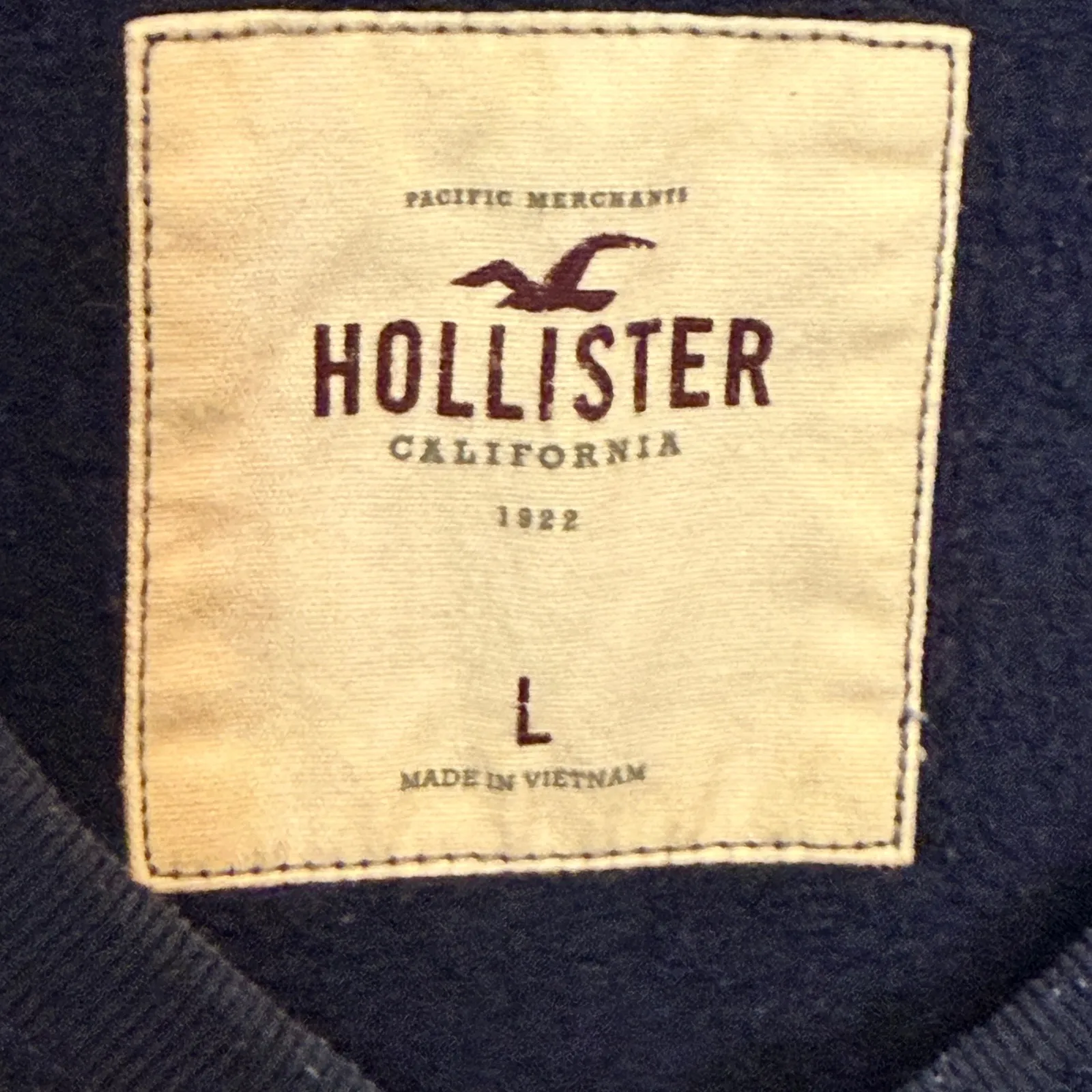 Hollister Beach Watch Crewneck Embroidered Sweatshirt Navy Blue Size Large - Image 3