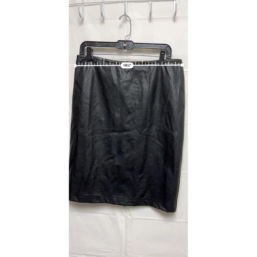 Valerie Stevens Skirt Women's Size 8‎ 30 Black Faux Leather Pencil BPV-A - Image 5