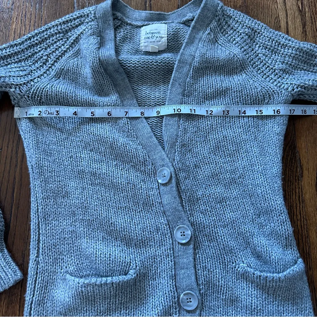 Between Me & You Wool Mix Gray Cardigan Small Button down - Image 5