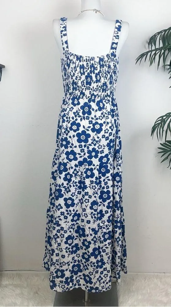 LOST + WANDER Honeymooner Floral Maxi Dress In Blue White Floral - Image 6