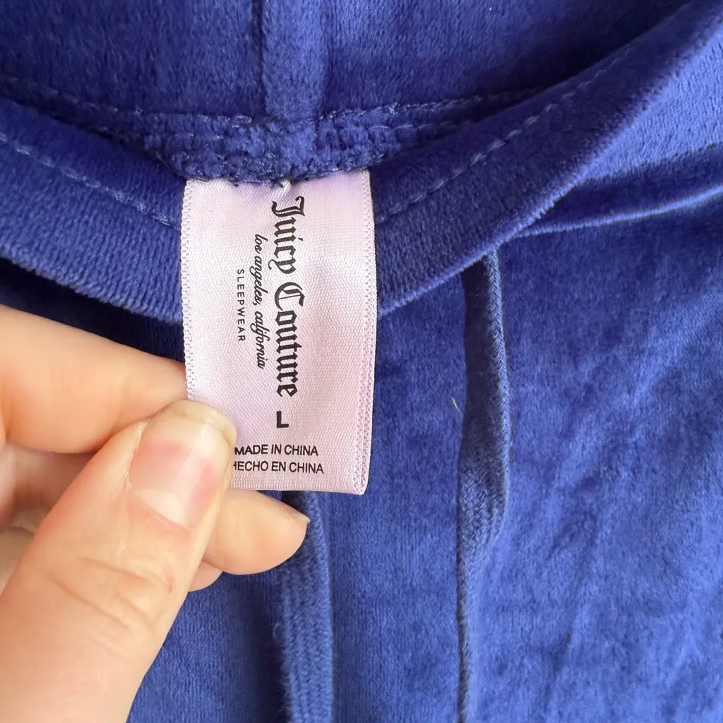 Juicy Couture Sleepwear OG Bling Indigo Velour Track Pant Womens L Y2K Bratz - Image 3