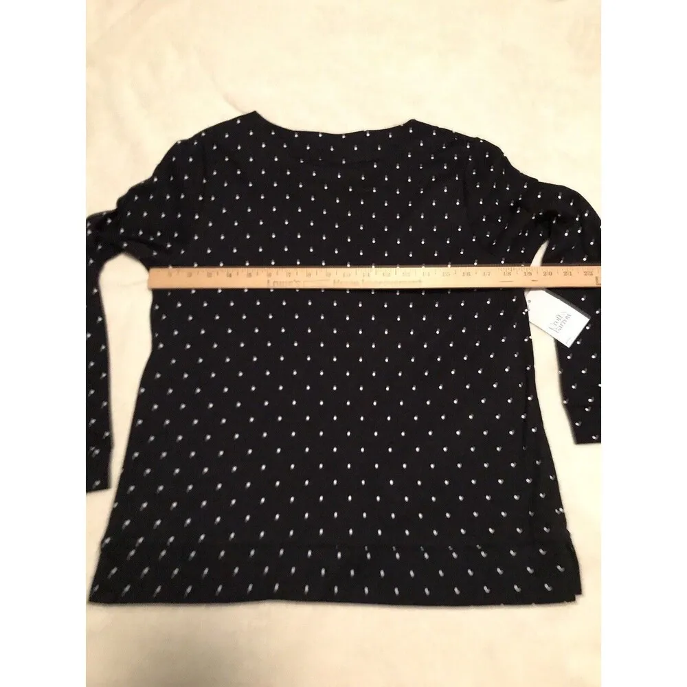 Croft & Barrow Womens Classic Tee Shirt Sz PM Navy Polkadot Cotton Blend NWT - Image 5