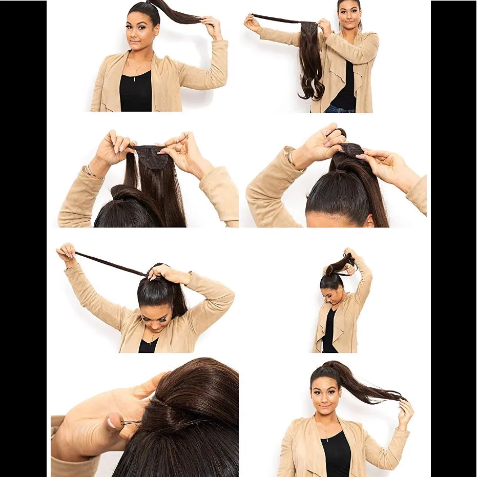 ponytail wrap Brown highlights hair pcs 2020 - Image 2