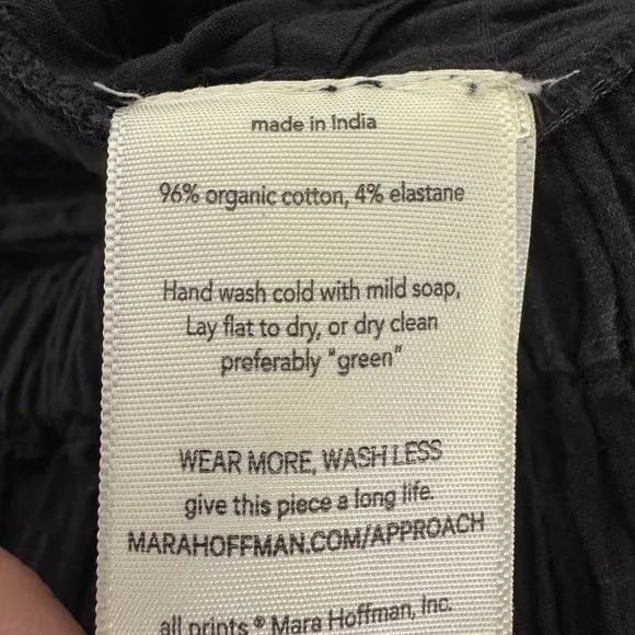 Mara Hoffman Pippy Crinkled Organic Cotton Wide Leg Pants Black Size Large - Image 12