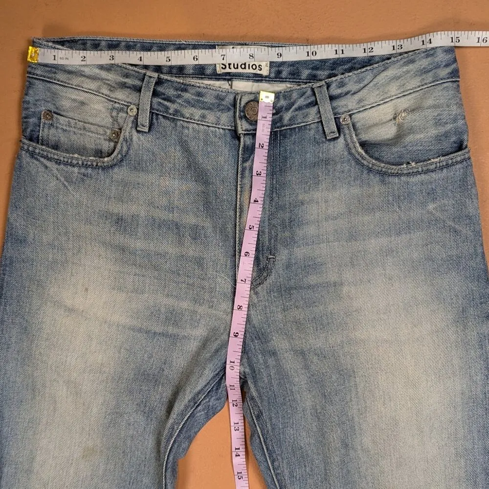 Acne Studios Pop Trash Crop Distressed Jeans Light Wash Size 34 - Image 6