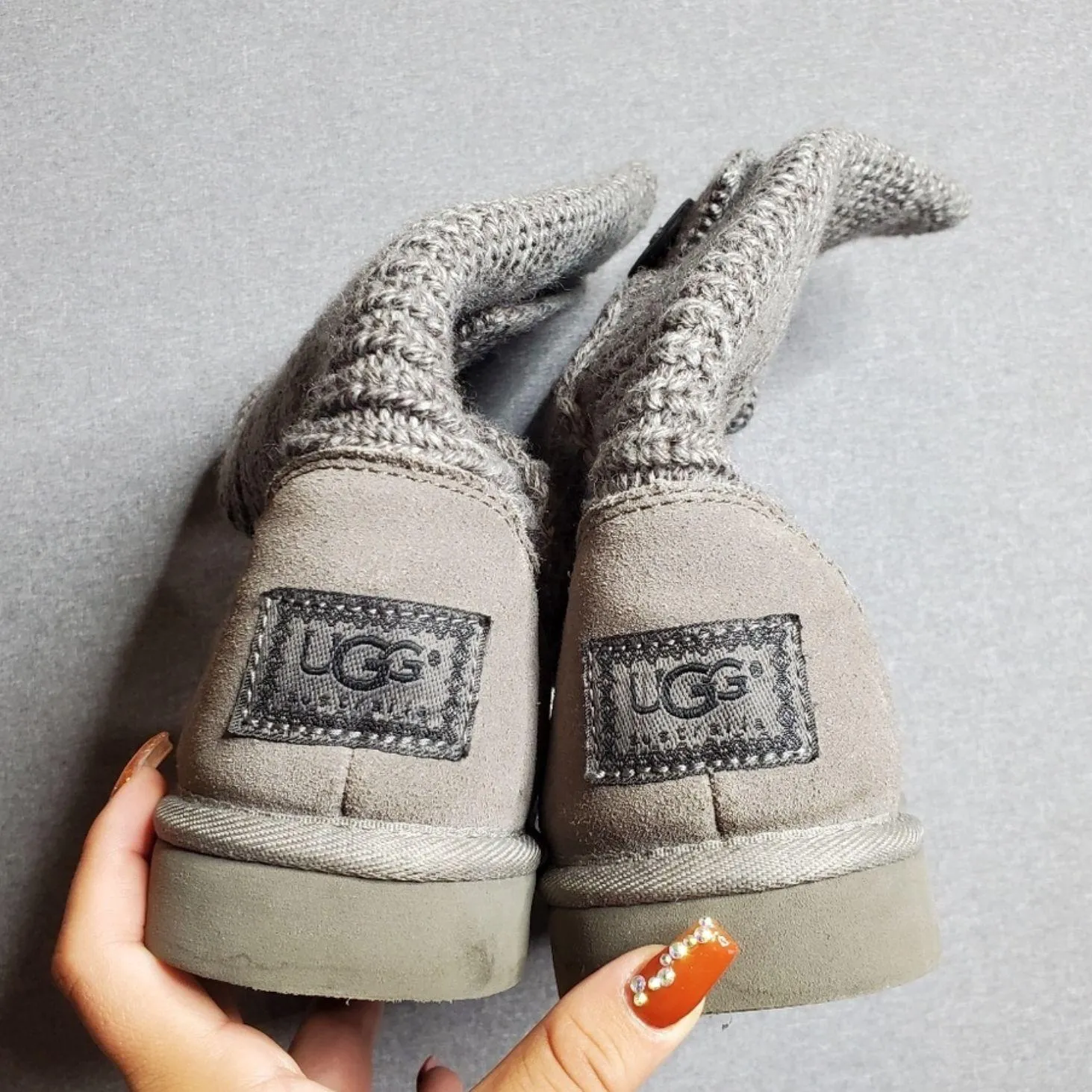 Uggs Cardy Gray Knit Boots - Image 3