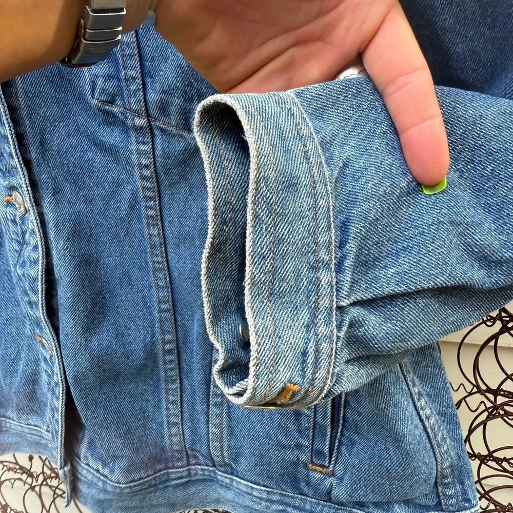Vintage Y2K Eddie Bauer Jean Trucker Jacket Blue Denim Womens XXL gorpcore boho - Image 3