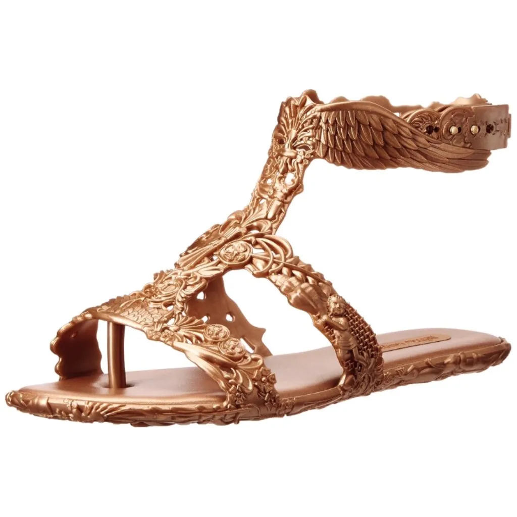 Melissa Campana Barroca Sandals Dark Gold Wings Bugs Lizard Strappy Jelly Flats - Image 2