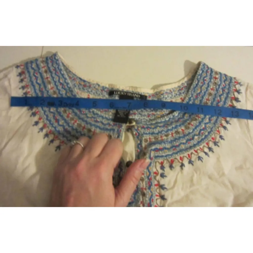 Lucky Brand Peasant Boho Embroidered Tunic Top Small - Image 6