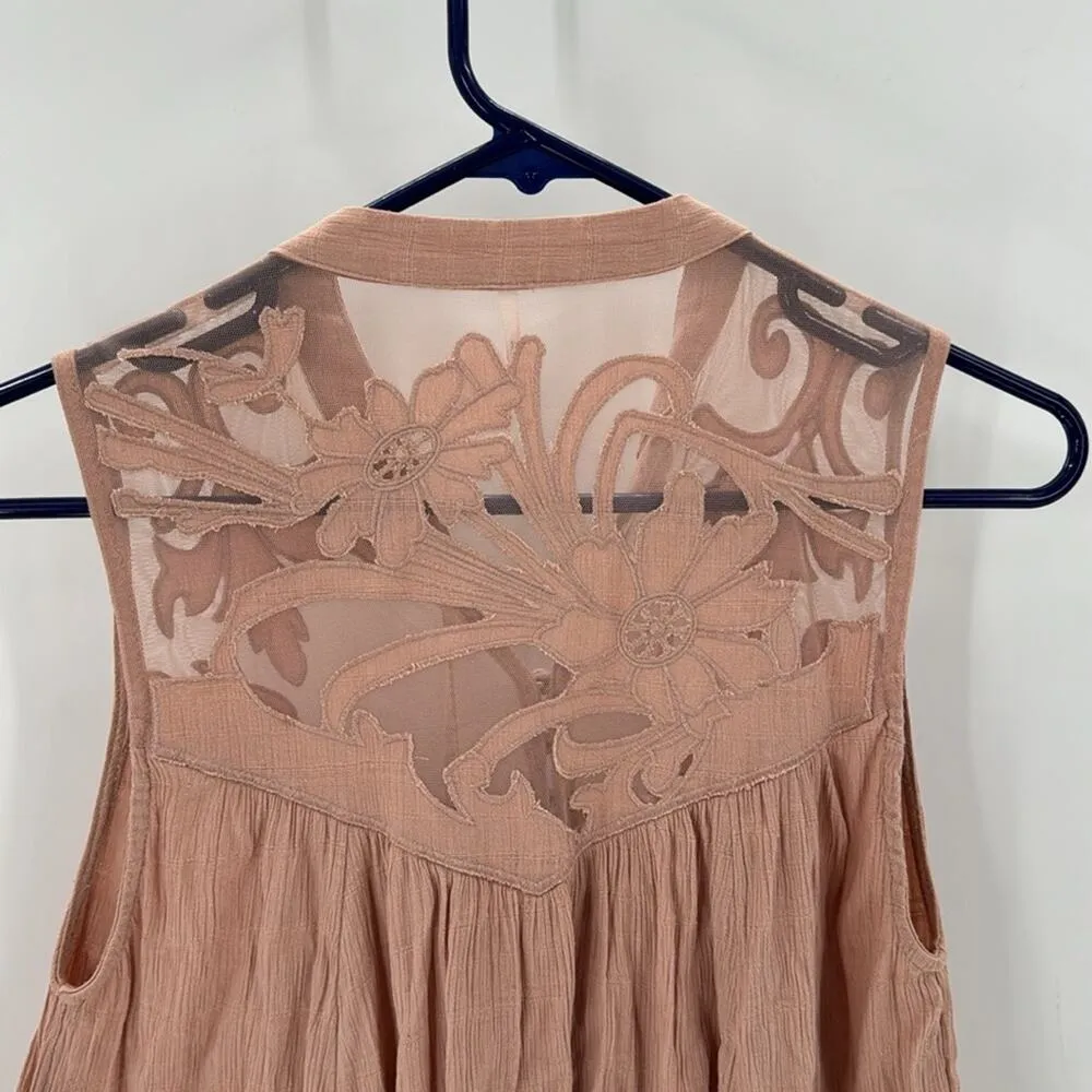 Free People dainty western bohemian romantic flowy lightweight pink sz XS - Image 6