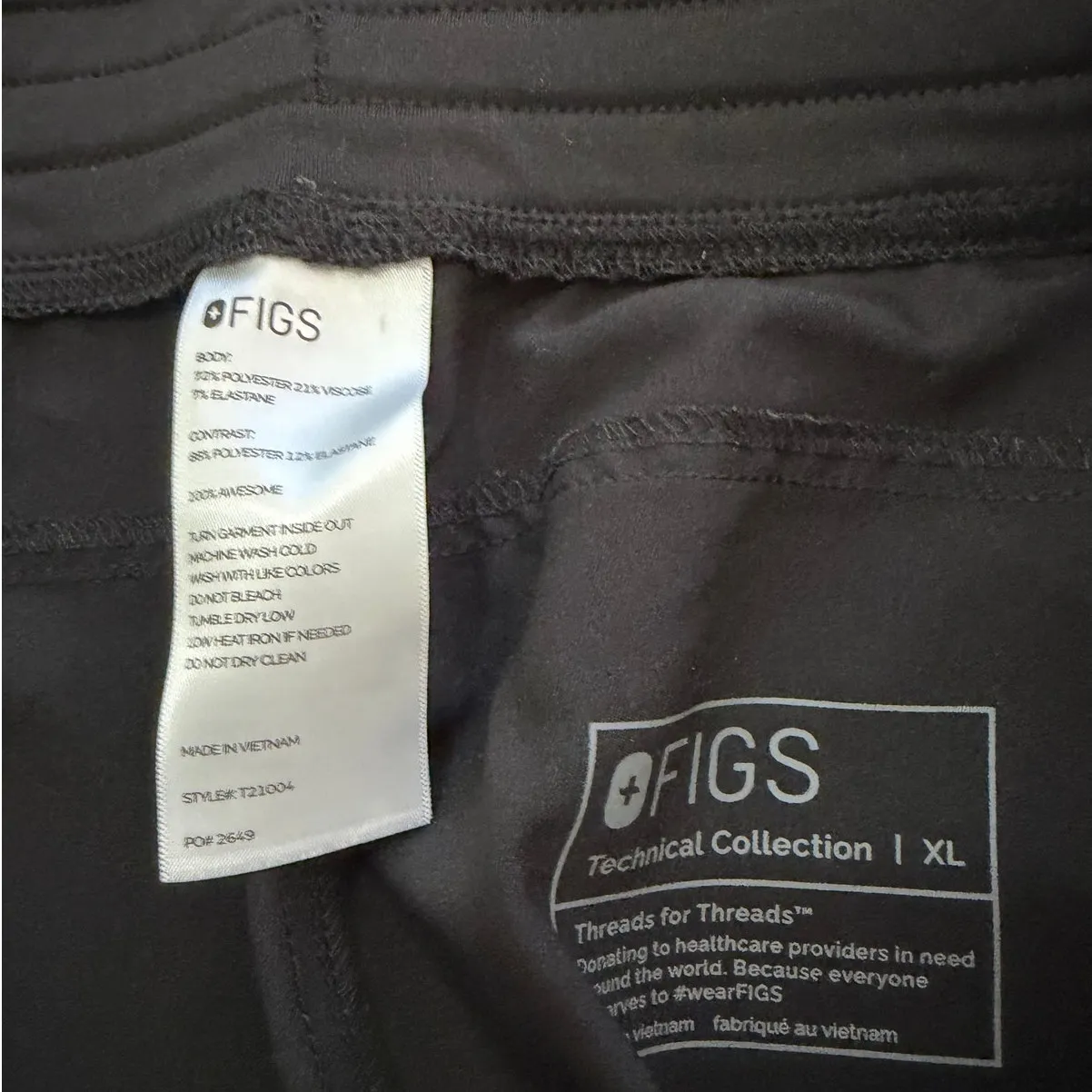 Figs Black Kade Cargo Scrub Pants Size XL - Image 2