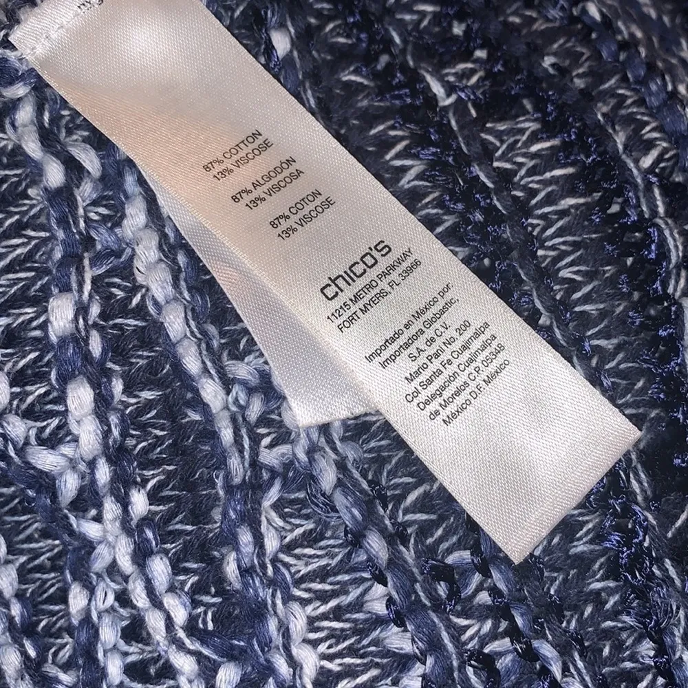 Chico's Blue‎ Open Front Coverlet Fringe Bottom -Size 2 - Image 3