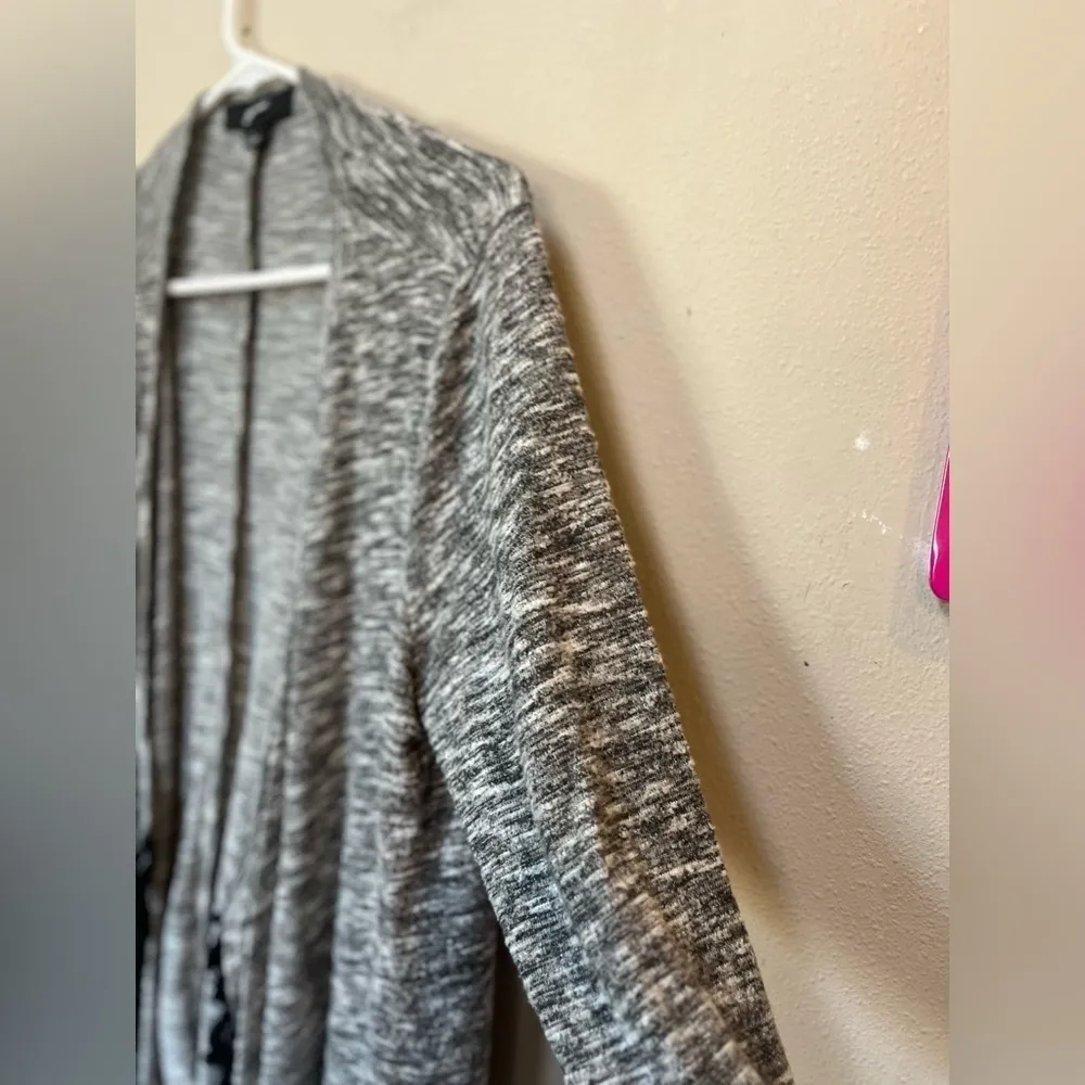 Grey Soft Tassel Drape Cardigan L | Cozy Layering Fall Winter Neutral Gray Size L - Image 4