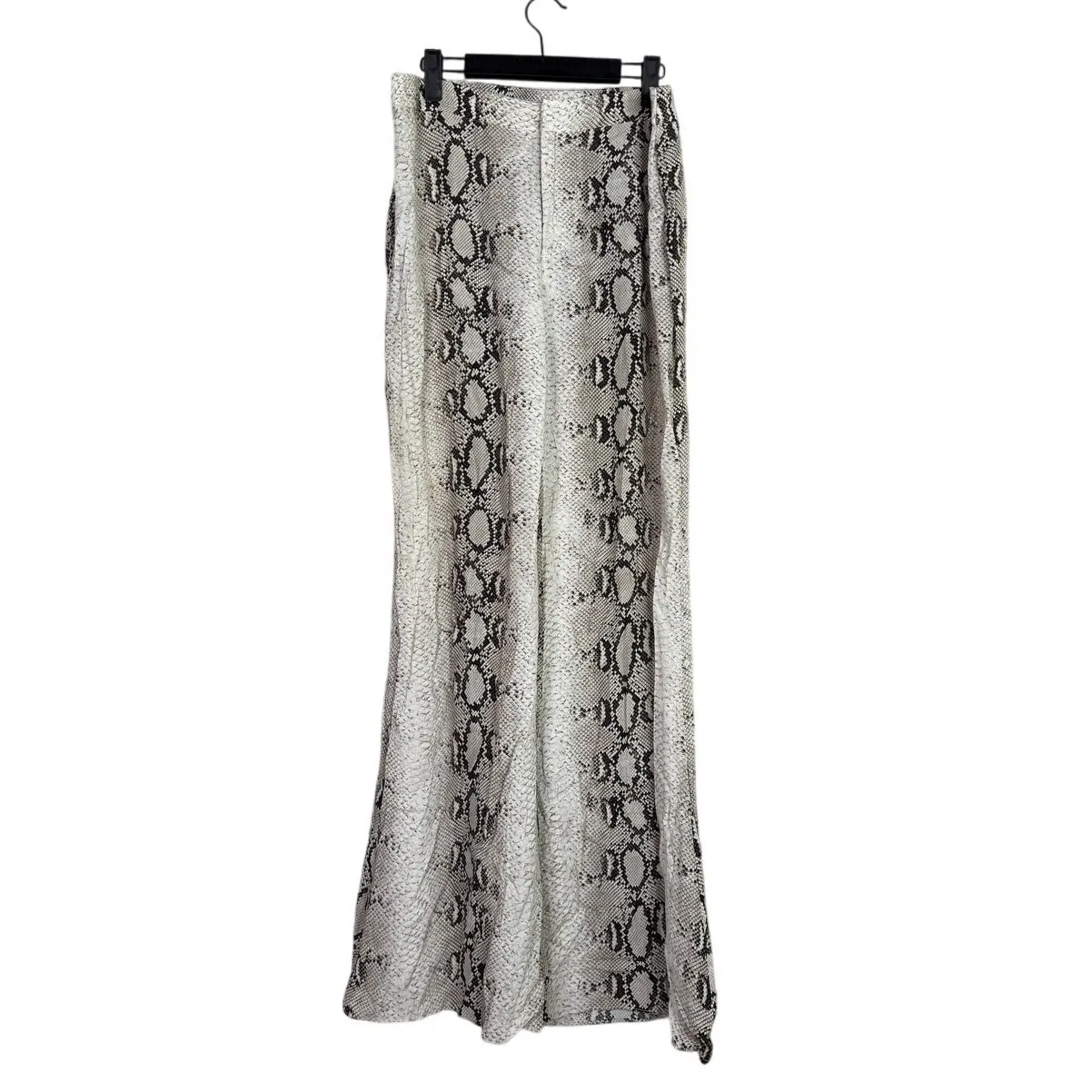 Zara Snakeskin Print Flared Trousers Satin Effect Lightweight XL Cream Brown - Image 11