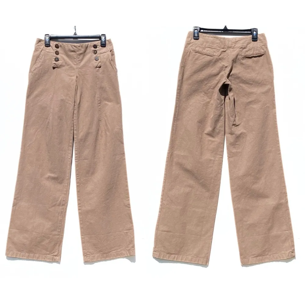 MARNI Made in Italy Women’s Sailor Pant Wide Leg Button Closure Khaki Size 40 - Image 2