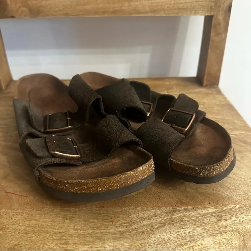 BIRKENSTOCK Arizona Mocha Suede  Leather sandals size 41 Brown comfort everyday - Image 6