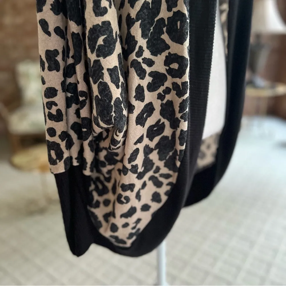 First Love Latte Cardigan Cocoon Animal Print Open Front NWOT M Knit Relaxed - Image 15