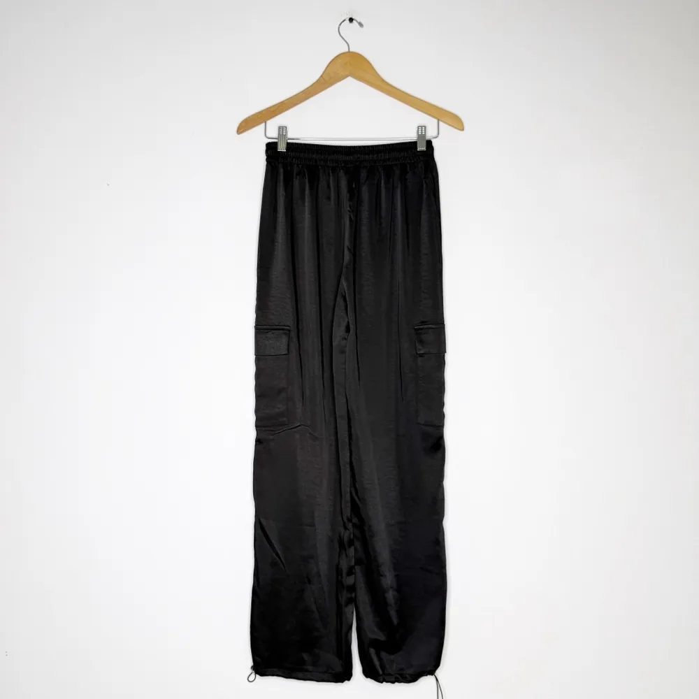 Superdown Satin Cargo Joggers Size Small | Black | EUC | Sold at Revolve - Image 2