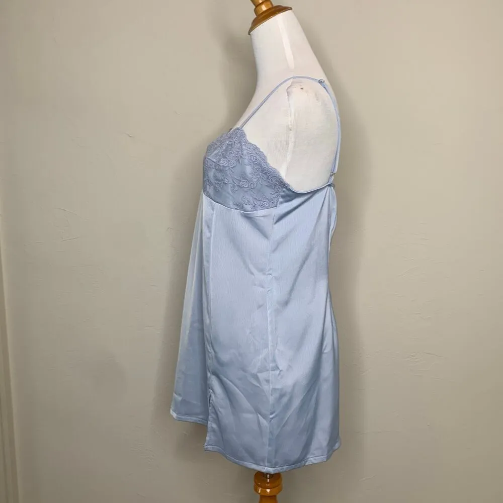 NWT Satin Slip Dress Dusty Blue Lace Sz Medium - Image 3