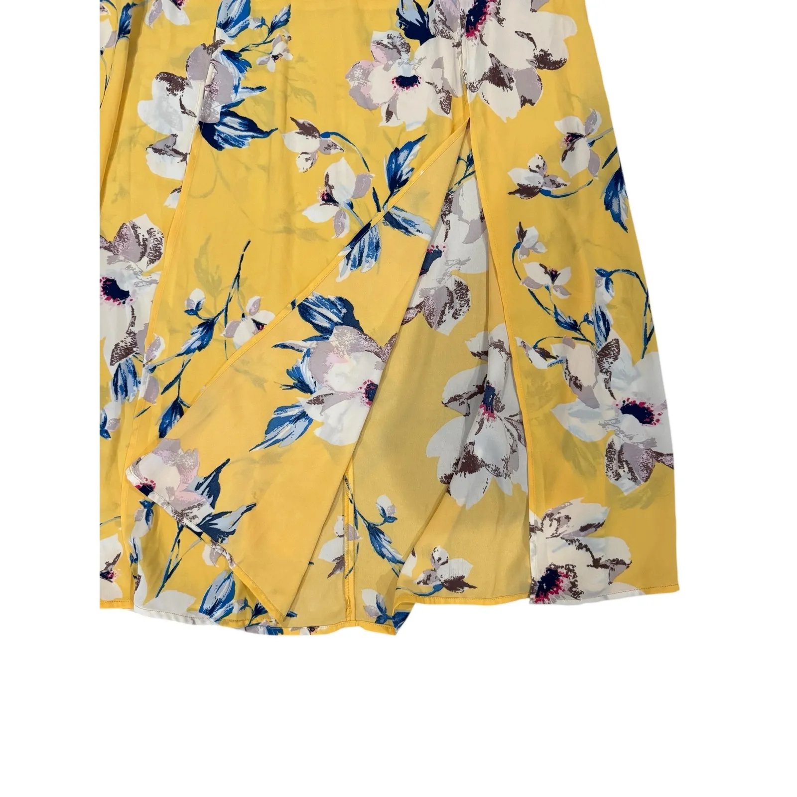City Triangles Women’s Yellow Floral Maxi Skirt Medium Elastic Waist Lined - Image 5
