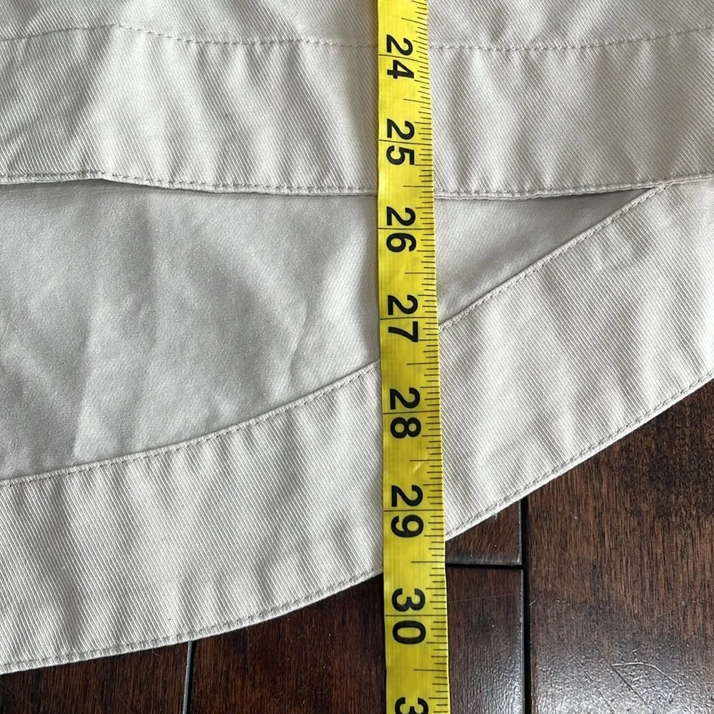 Denim & Co. Cotton Lightweight Jacket Button up High Low Tan Embroidered Size L Size L - Image 8