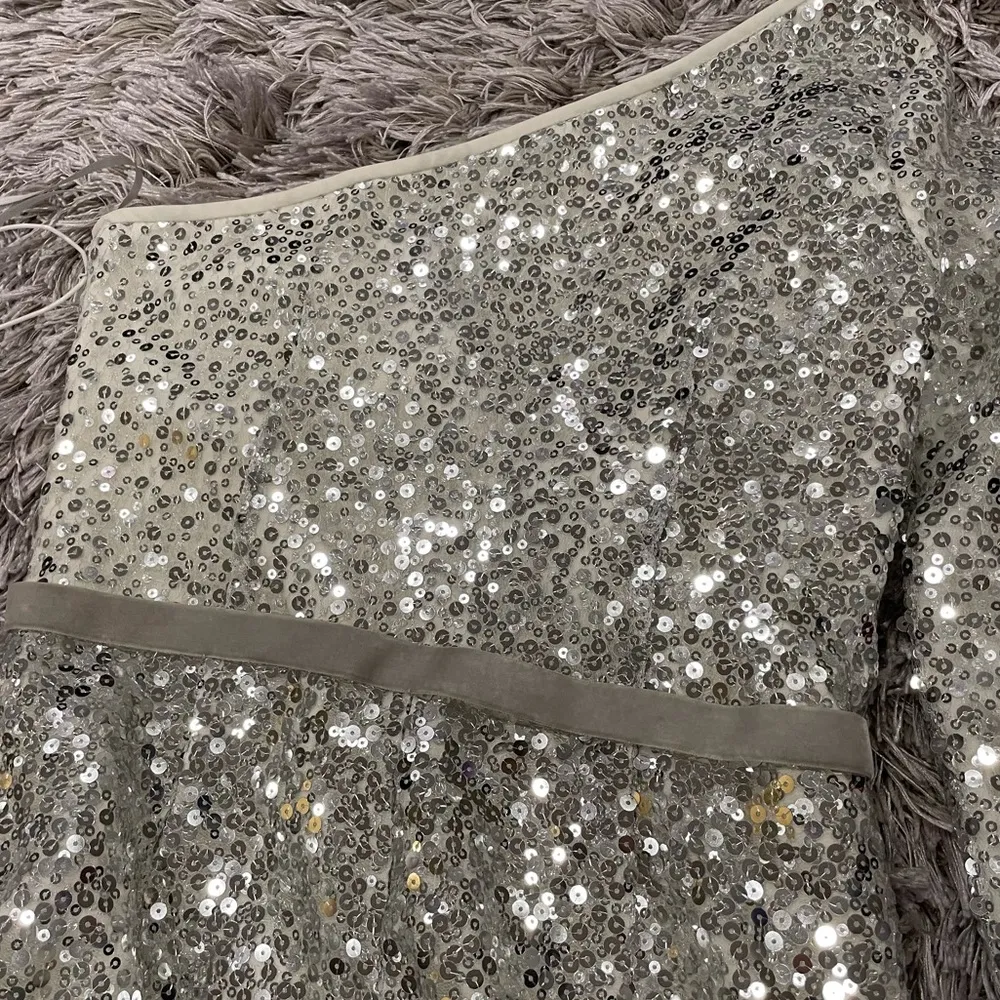 Marchesa Notte Sequin Velvet Trimmed One Sleeve 2 - Image 10