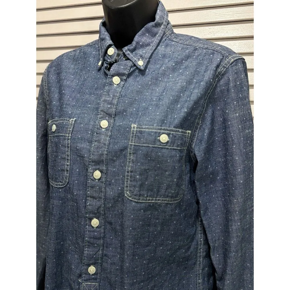 Arizona Jean Co Blue/White Dots Button Up‎ Long Sleeve Shirt Size Small Cotton - Image 2