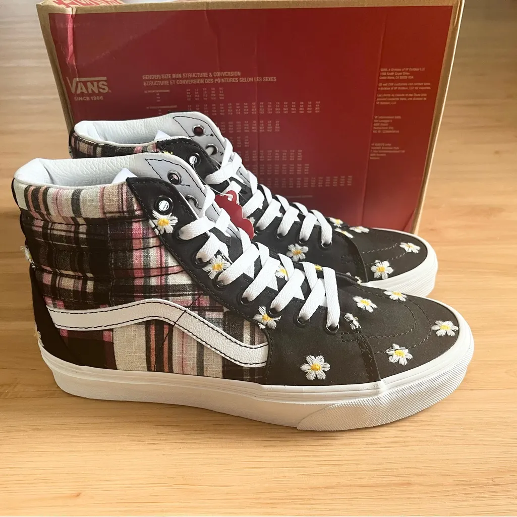 Vans  - Sk8 Hi Floral Plaid Patchwork Women 9.0 US - Image 7