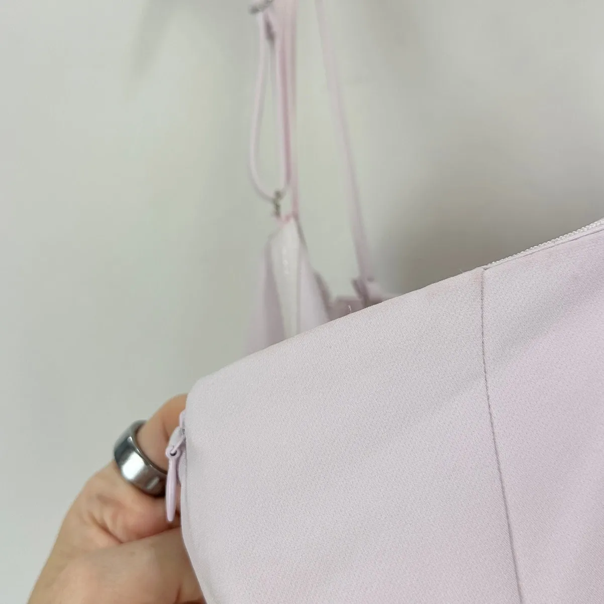 Gianni Bini Caelynn Bell Tori Dress Midi Crepe Side Cutout Light Ballet US 6 NWT - Image 13