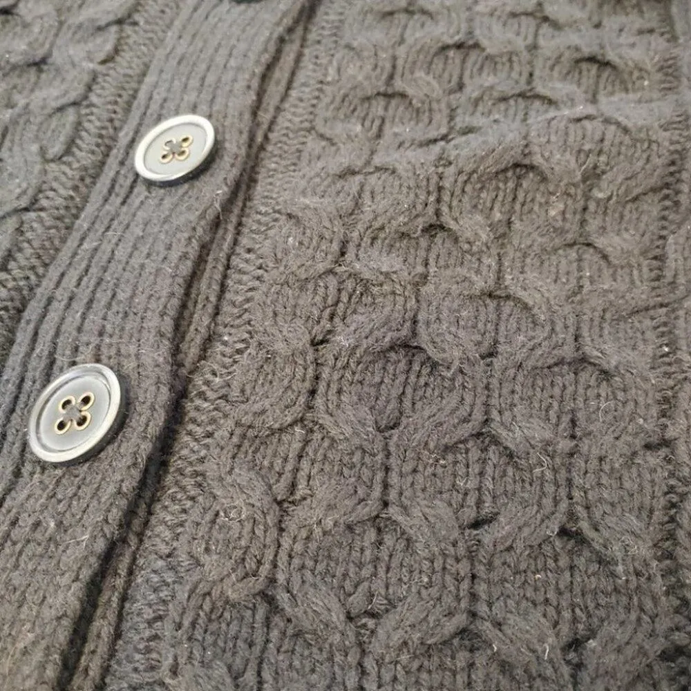 Moda International Black Wool Acrylic Button Sweater Size Small S Thick Knitted - Image 2