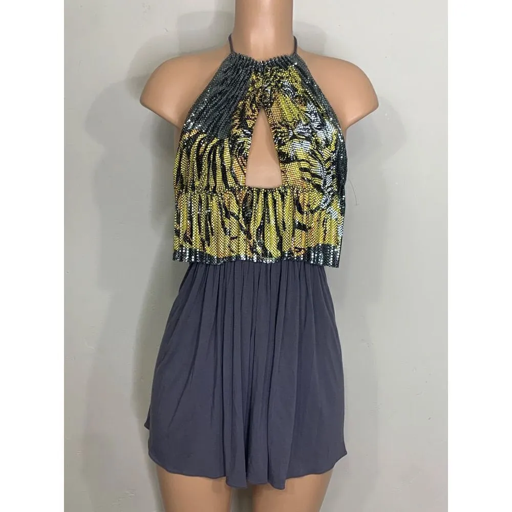 New. SKY chain mail animal print mini dress. Gray Size XS - Image 4