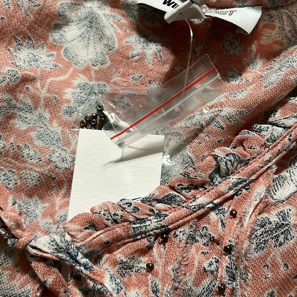 WILLIAMRAST womens plus size 1X Atwood rosette winter foliage blouse beaded ties - Image 9