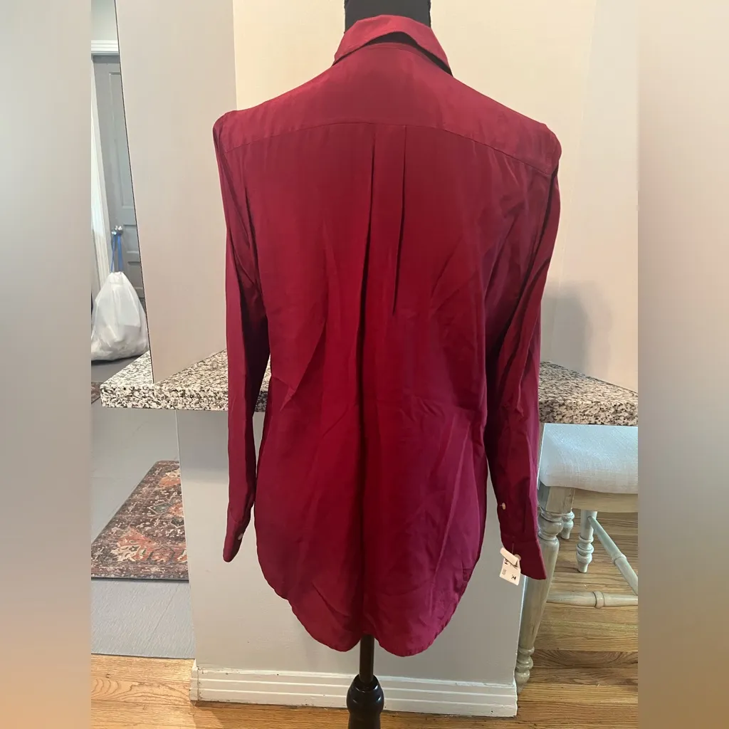 J. Crew 365 Silk Maroon Button-Up Shirt - Image 2