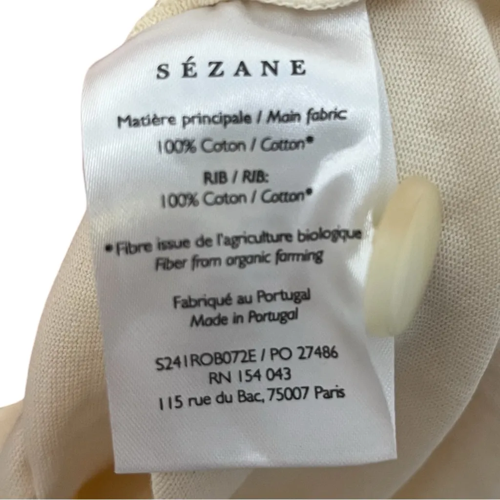 SEZANE New Robe Selena T-Shirt Dress Women’s Small Cream Organic Cotton Minimal - Image 10