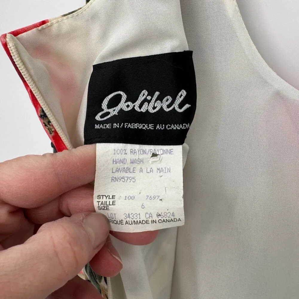 Vintage Jolibel Hawaiian Island Cruise Dress Womens 6 Cream‎ Floral Print Rayon Green - Image 7