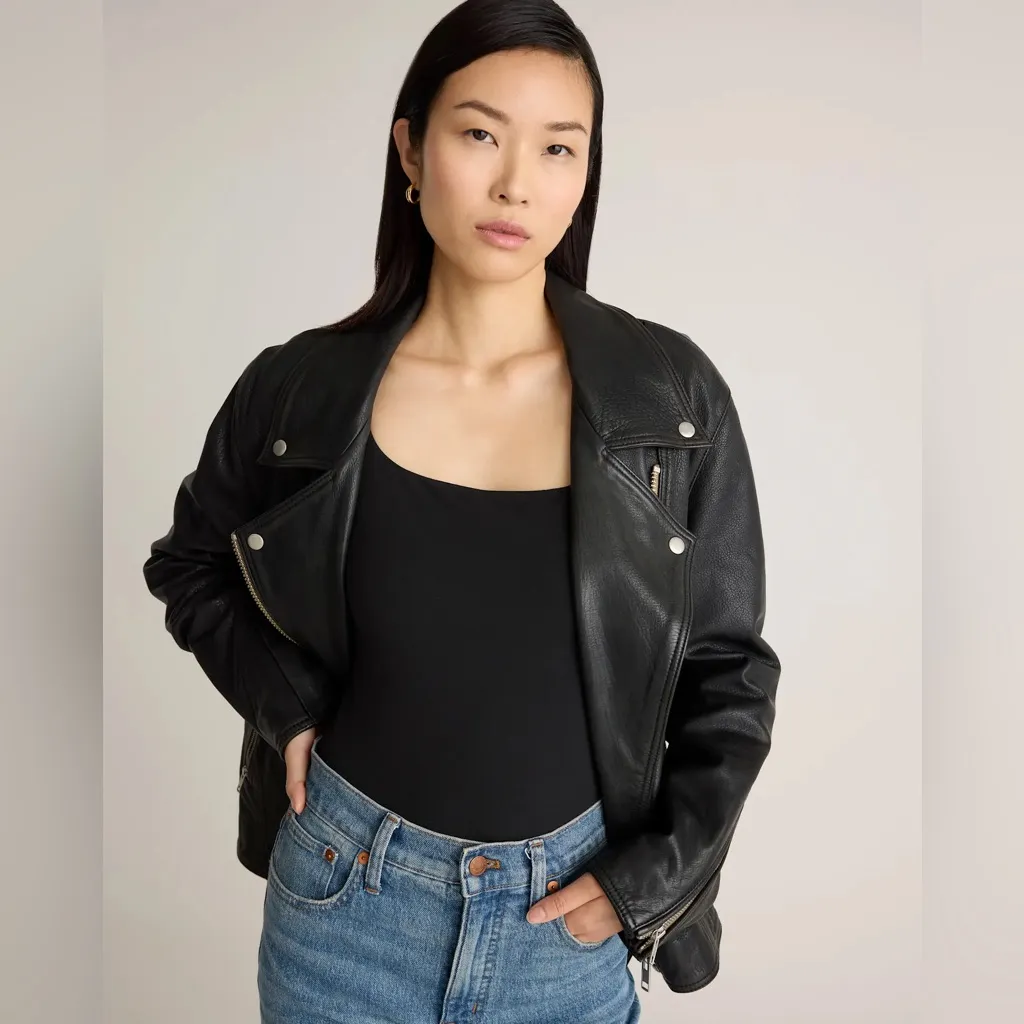 NWT Quince Stretch Cotton Jersey Square Neck Tank Bodysuit Black Sz S - Image 4