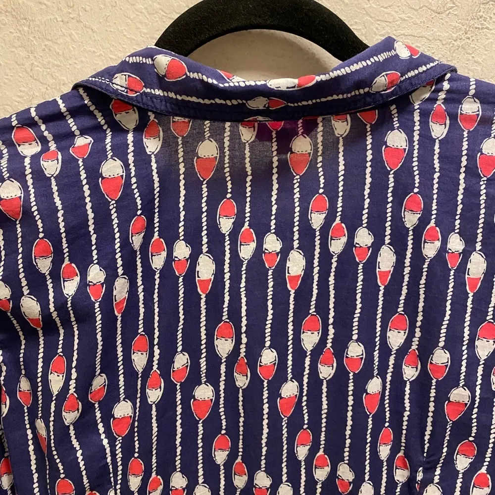 Lilly Pulitzer Cruiser Camp Button Front Shirt In Oh Buoy Swim Lanes Size 6 - Image 11