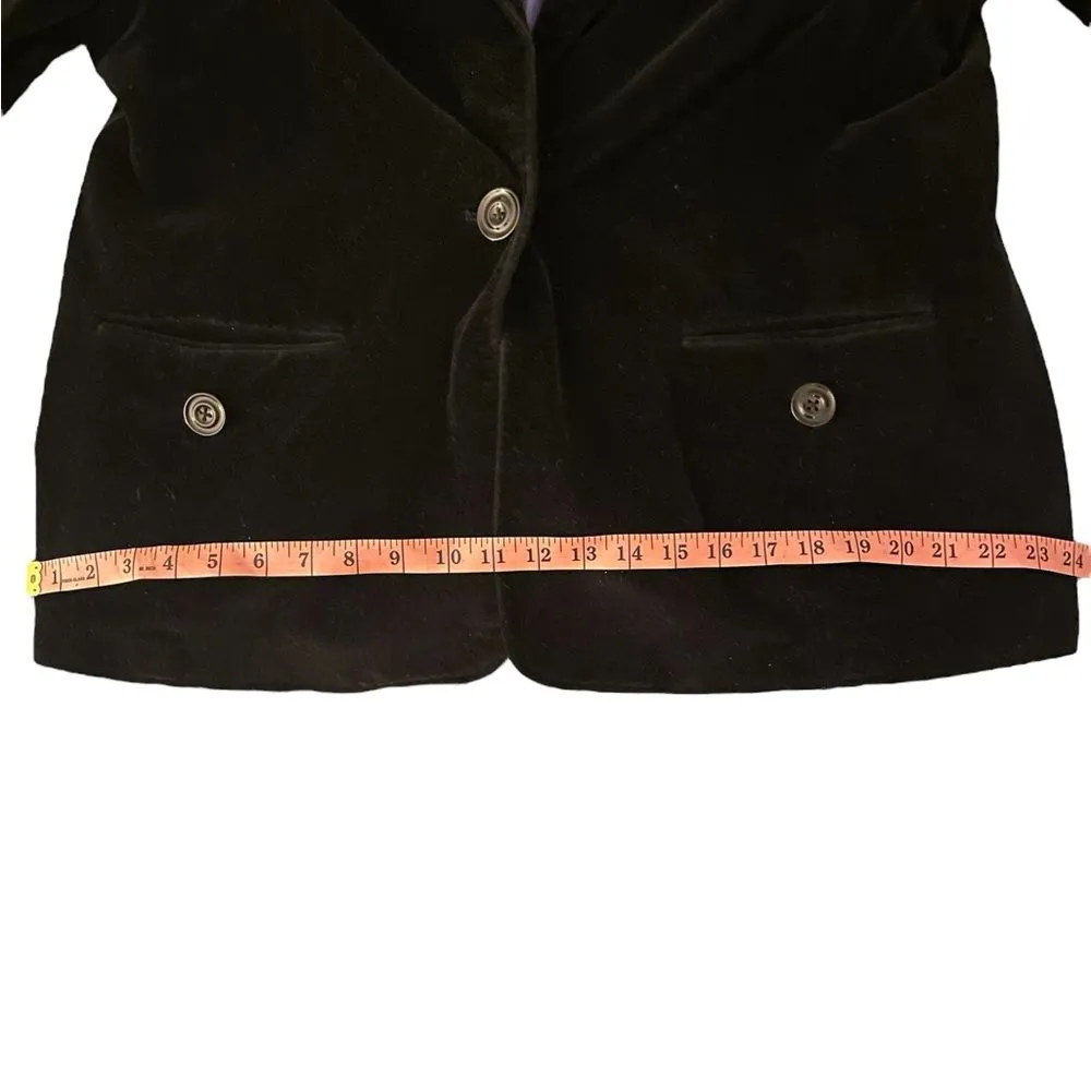 Womens Black velvet blazer with button closure & pockets, XL, 2010s, Denim & Co - Image 8