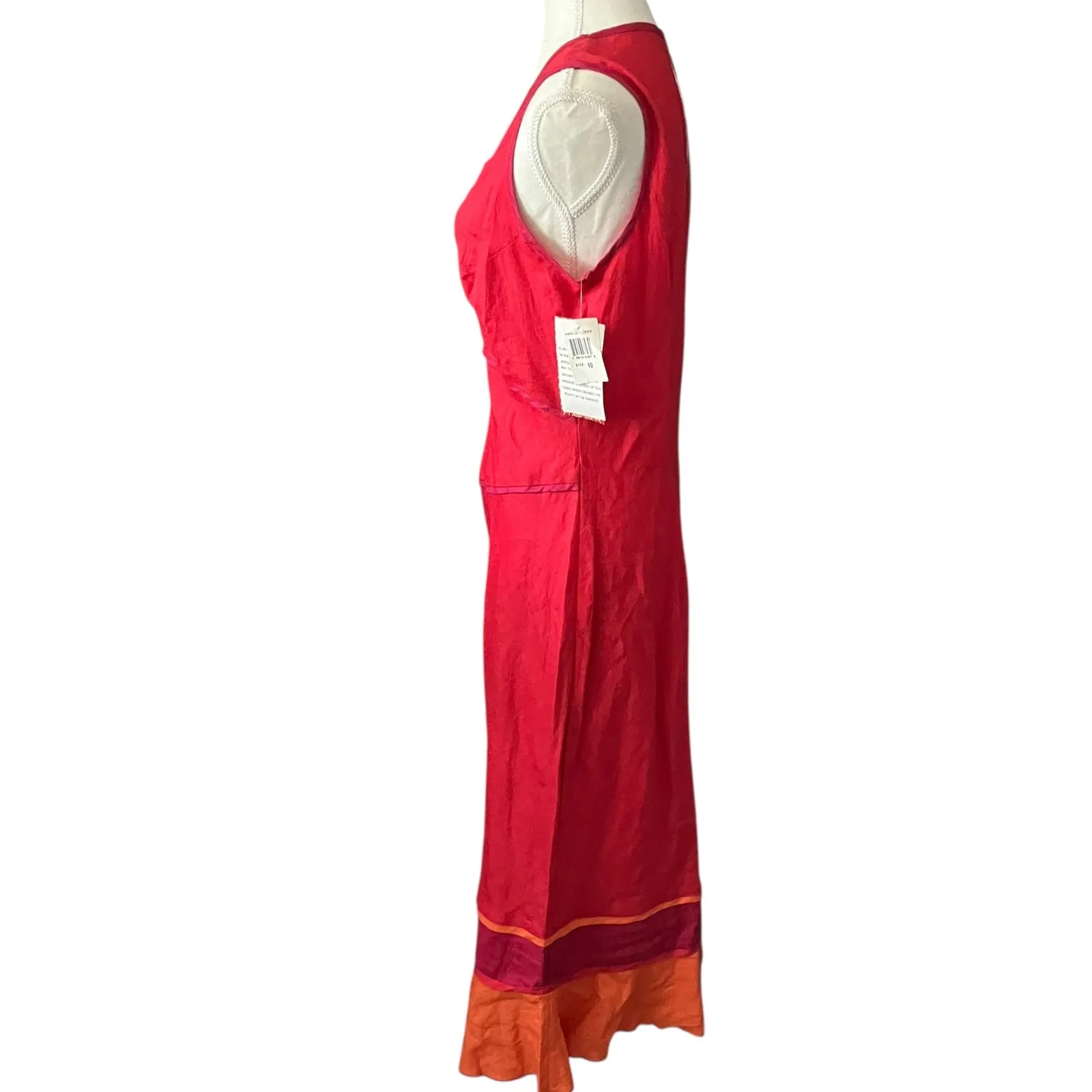 Sangria Red Linen Dress Sleeveless Midi Casual Summer Sundress‎ Size 10 - Image 3