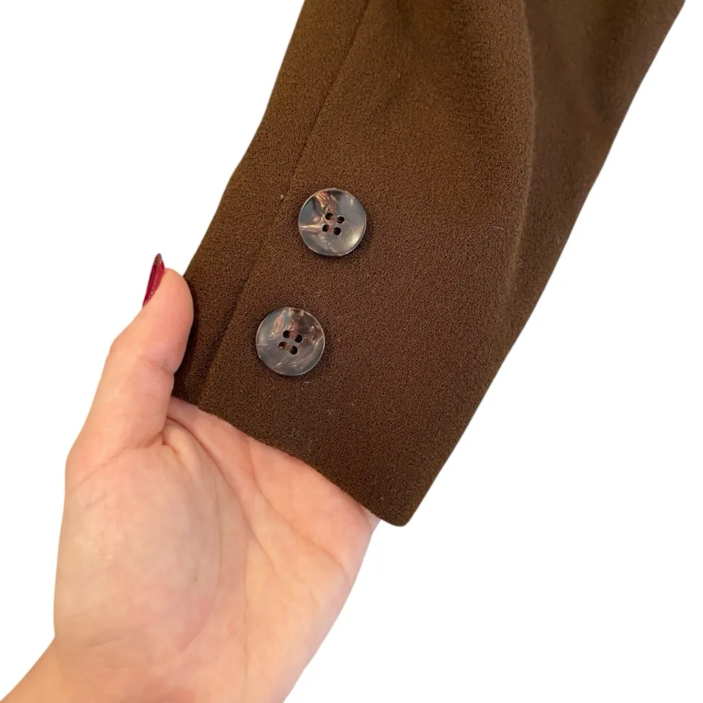 Jones New York Brown Wool Collarless Blazer - Image 6