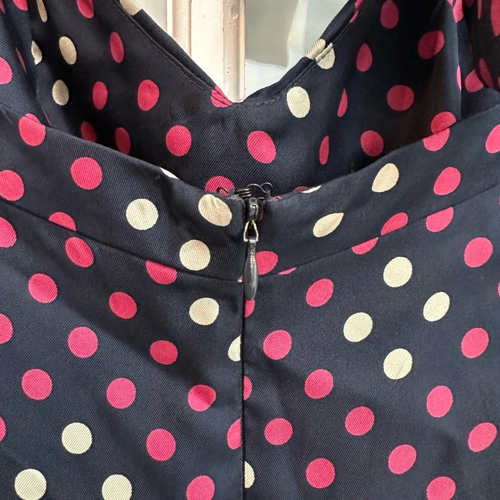 Vintage Betsey Johnson Y2K 90’s Silk Polka Dot Retro Pinup Dress Size 8 Medium M - Image 6