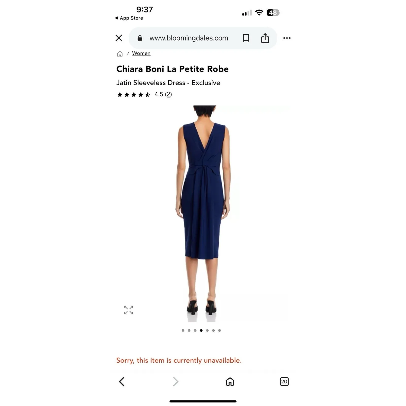 Chiara Boni La Petite Robe Jatin Sleeveless Dress Dark Blue Sz 8 NWT - Image 5