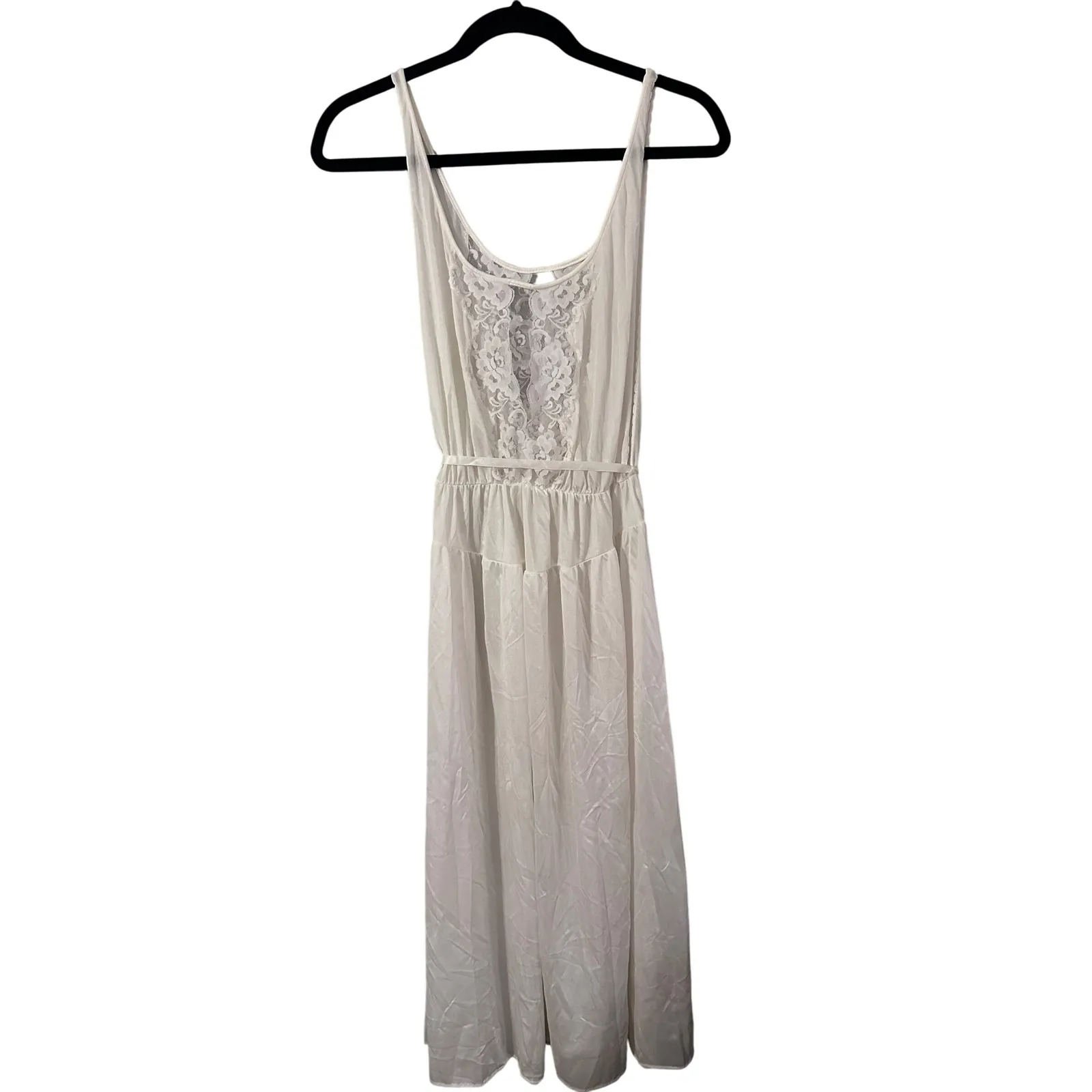 Flair VTG 8714 Nightgown Slip Dress Womens Small Ivory‎ Lace Trim Sleeveless White - Image 2