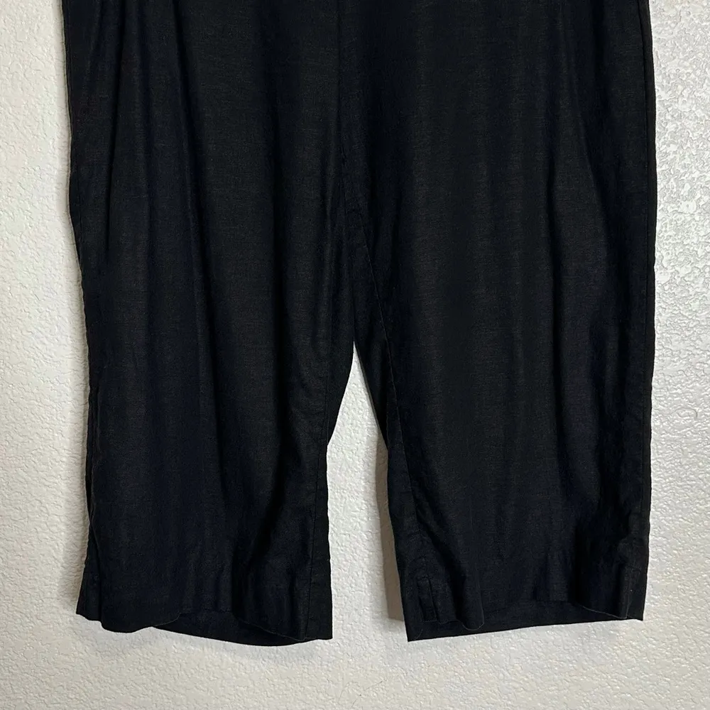 Requirements Linen Blend Black Cropped Pants, Size 10 - Image 4
