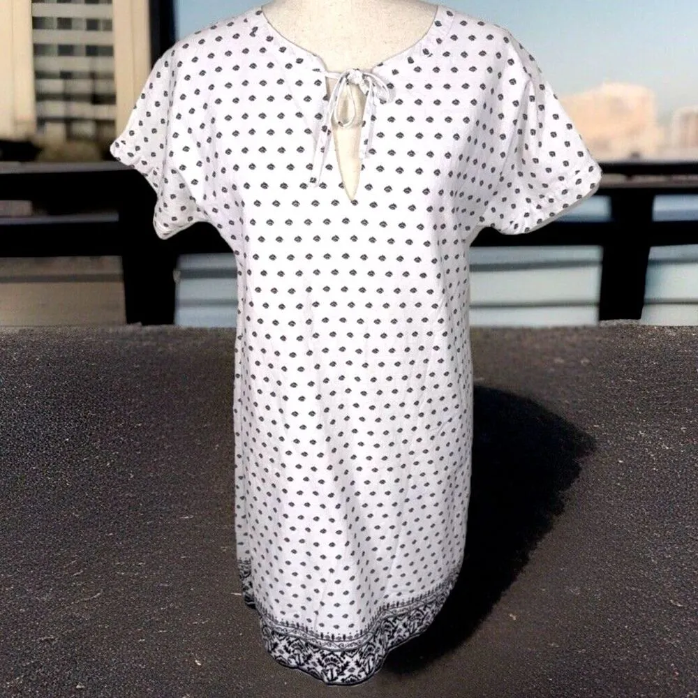 EUC Vineyard Vines LINEN Blend Fan Border Print Tunic Linen Dress Size 4 - Image 2