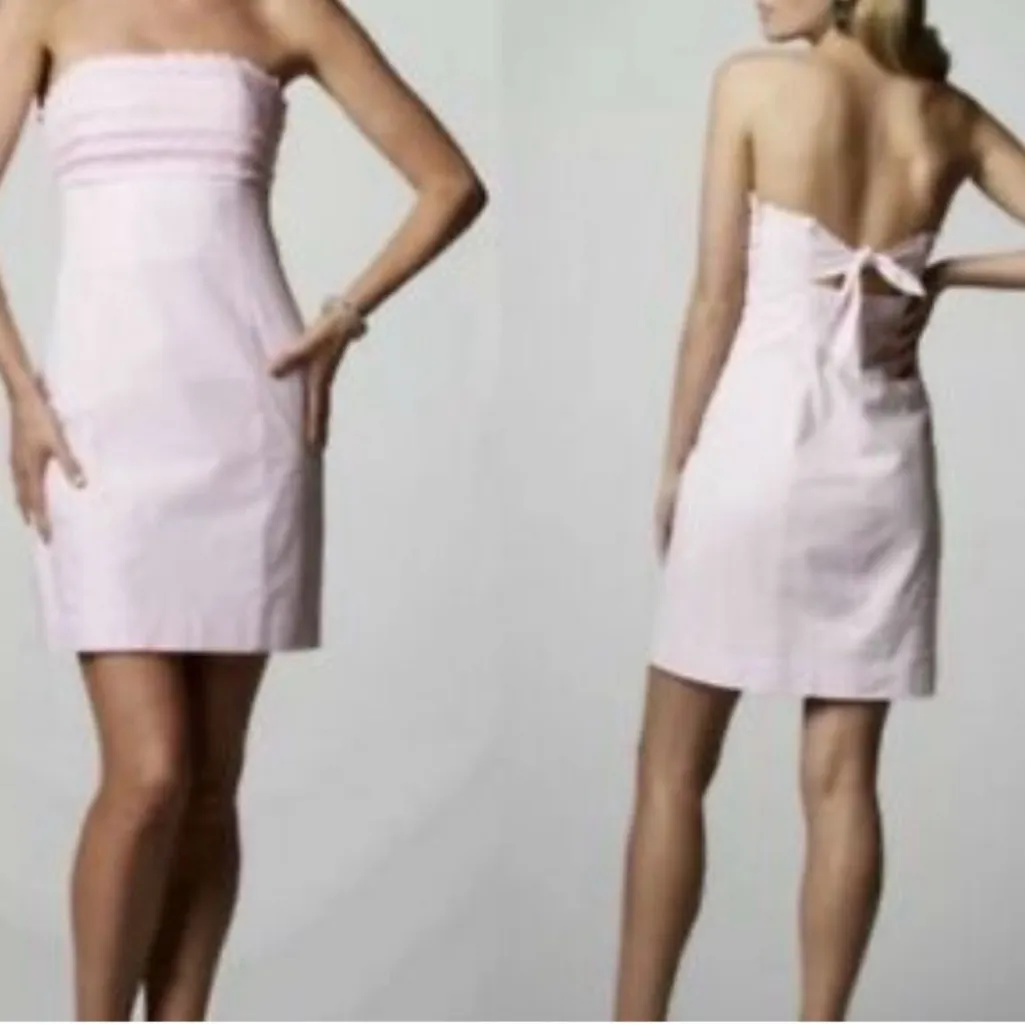 Lilly Pulitzer Pink Ruffle Chest Bow Back Franco Mini Dress - Image 2