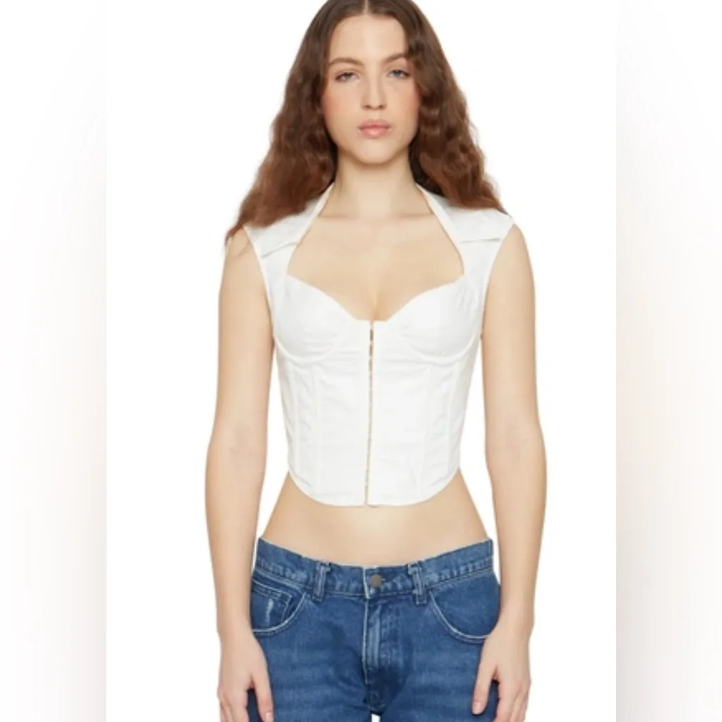 Danielle Guizio White Collar Corset Top - Image 3